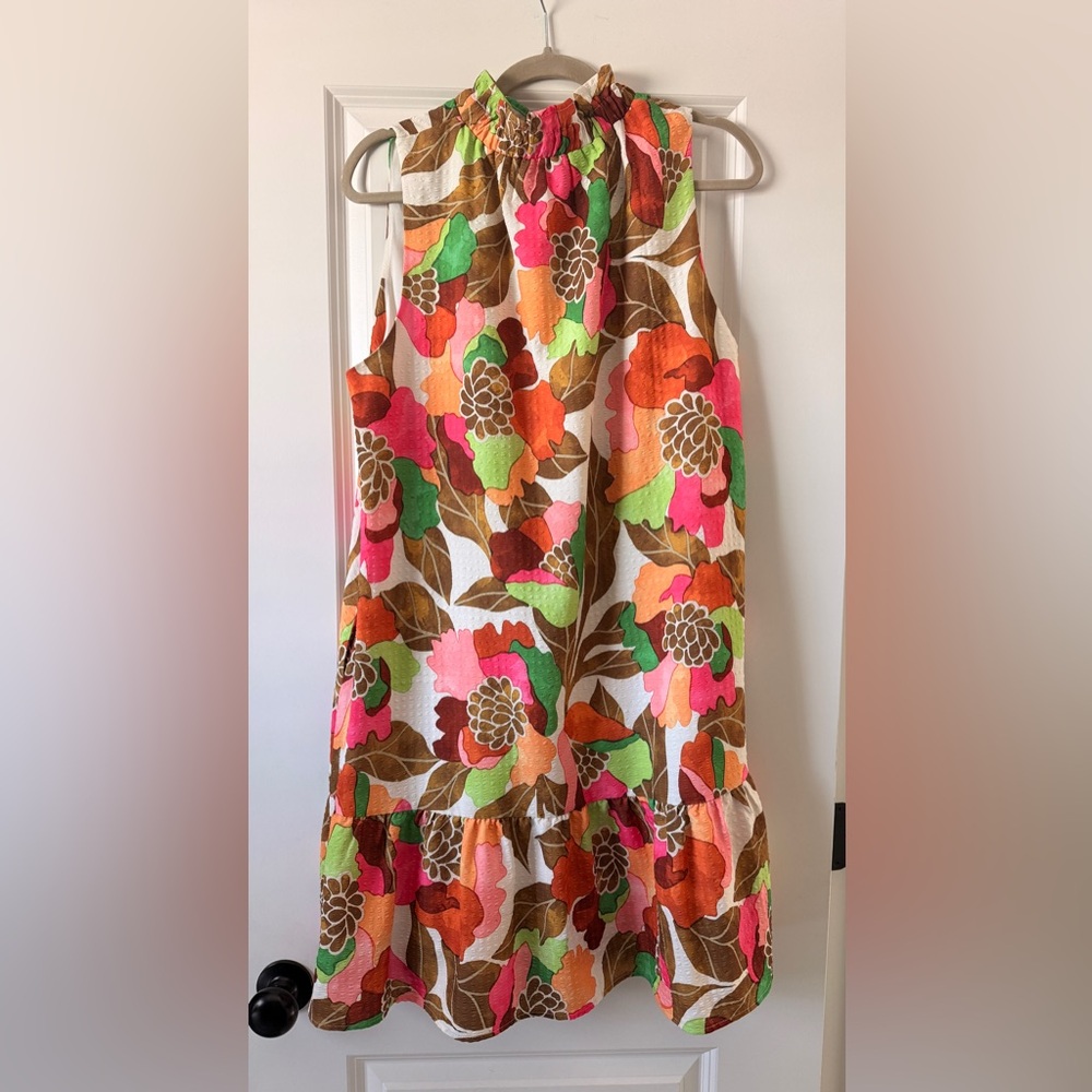 THML Multicolor Floral Halter Dress - Pink, Orange, Green, Brown